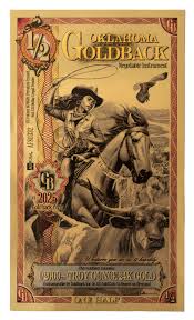 ½ Oklahoma Goldback – 24 K Gold Foil Note (1/2000 oz .999 Fine Gold)